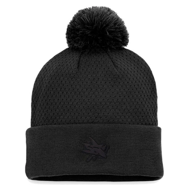 Shop Fanatics Branded Black San Jose Sharks Authentic Pro Road Cuffed Knit Hat With Pom