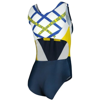 Shop Foxys Leotards Girls Youth Navy Michigan Wolverines Team One-piece Swimsuit