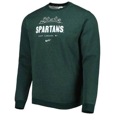 Shop Nike Heather Green Michigan State Spartans Vault Stack Club Fleece Pullover Sweatshirt