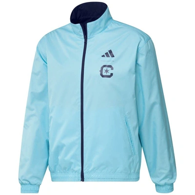 Shop Adidas Originals Adidas Navy/light Blue Chicago Fire 2023 On-field Anthem Full-zip Reversible Team Jacket