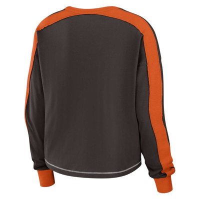Shop Wear By Erin Andrews Brown Cleveland Browns Plus Size Colorblock Long Sleeve T-shirt