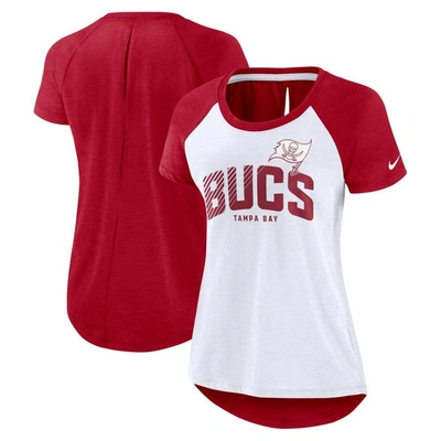 Shop Nike White/heather Scarlet Tampa Bay Buccaneers Back Slit Lightweight Fashion T-shirt