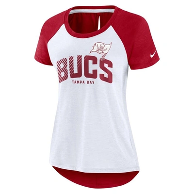 Shop Nike White/heather Scarlet Tampa Bay Buccaneers Back Slit Lightweight Fashion T-shirt