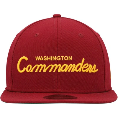 Shop New Era Burgundy Washington Commanders Script Original Fit 9fifty Snapback Hat