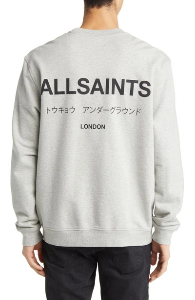 Shop Allsaints Underground Logo Organic Cotton Graphic Sweatshirt In Grey Marl