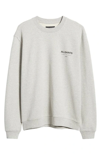 Shop Allsaints Underground Logo Organic Cotton Graphic Sweatshirt In Grey Marl