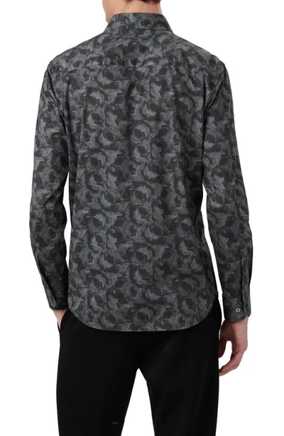 Shop Bugatchi James Ooohcotton® Abstract Print Button-up Shirt In Washed Black