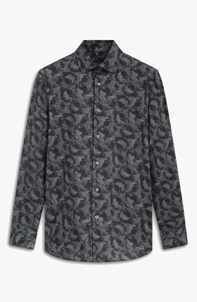 Shop Bugatchi James Ooohcotton® Abstract Print Button-up Shirt In Washed Black