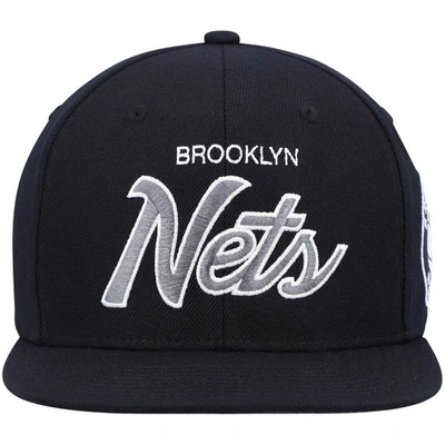 Mitchell & Ness Men's  Black New Jersey Nets Hardwood Classics Mvp Team Script 2.0 Snapback Hat In Black
