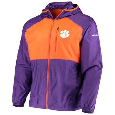 Shop Columbia Purple/orange Clemson Tigers Flash Forward Hoodie Full-zip Lightweight Windbreaker