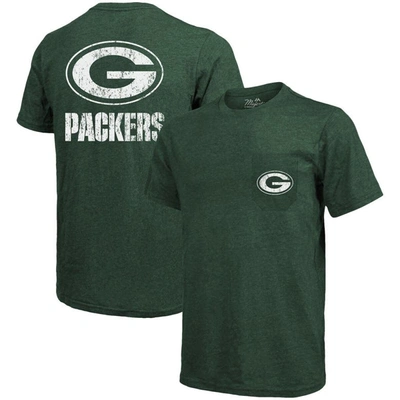 Shop Majestic Green Bay Packers  Threads Tri-blend Pocket T-shirt