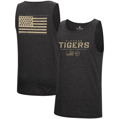 Shop Colosseum Heathered Black Clemson Tigers Military Appreciation Oht Transport Tank Top In Heather Black