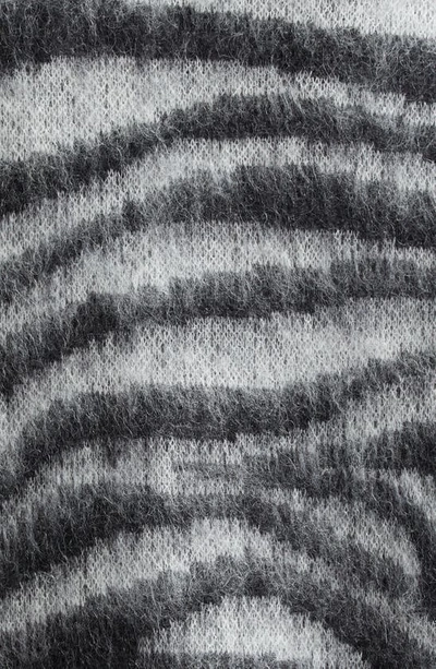 Shop R13 Zebra Stripe Distressed Wool & Mohair Blend V-neck Cardigan In Zebra Jacquard