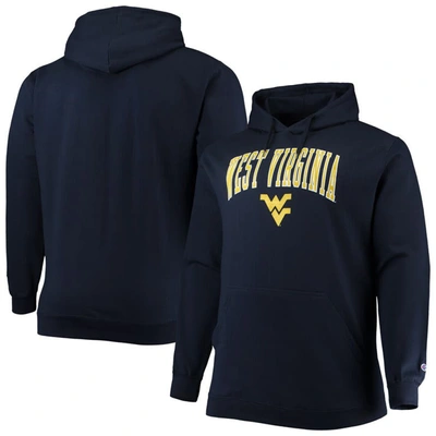 Shop Champion Navy West Virginia Mountaineers Big & Tall Arch Over Logo Powerblend Pullover Hoodie