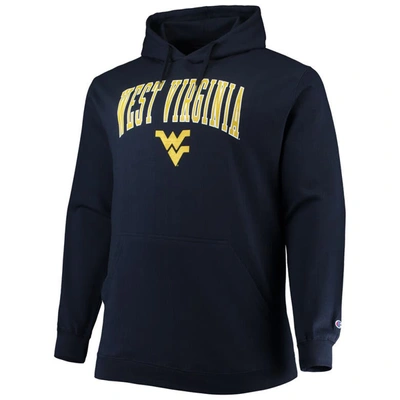 Shop Champion Navy West Virginia Mountaineers Big & Tall Arch Over Logo Powerblend Pullover Hoodie