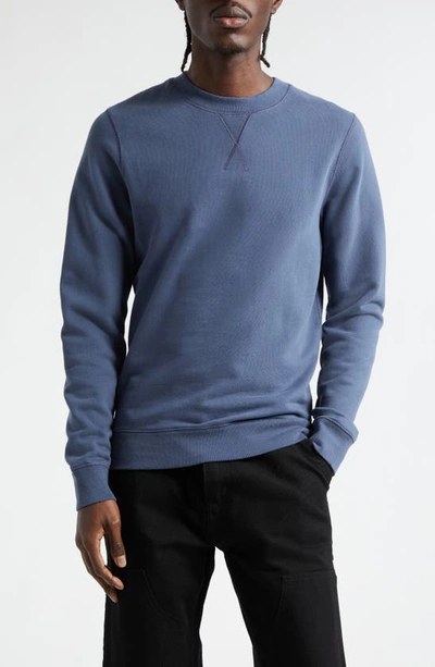Shop Sunspel French Terry Crewneck Sweatshirt In Slate Blue