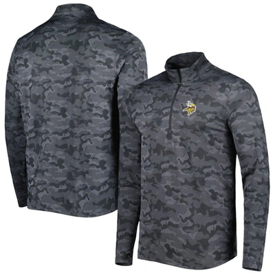 Shop Antigua Black Minnesota Vikings Brigade Quarter-zip Sweatshirt