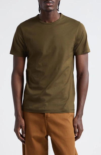Shop Sunspel Supima® Cotton Crewneck T-shirt In Dark Olive