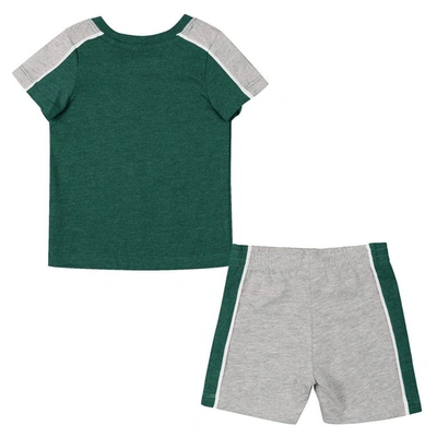 Shop Colosseum Infant  Green/heather Gray Michigan State Spartans Norman T-shirt & Shorts Set In Heather Green