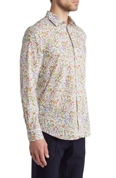 Shop Paul Smith Tailored Fit Floral Cotton Button-up Shirt In White Multi