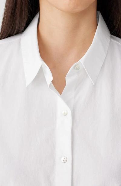 Shop Eileen Fisher Classic Point Collar Organic Cotton Poplin Button-up Shirt In White