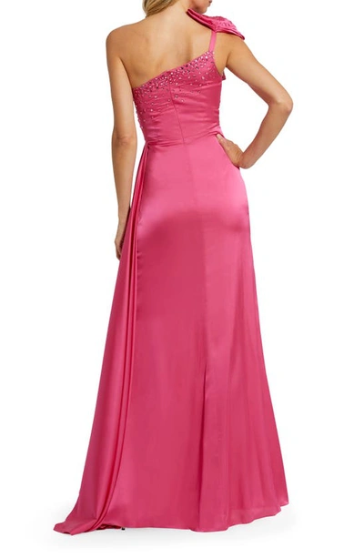 Shop Mac Duggal Embellished Cutout One-shoulder Gown In Rose