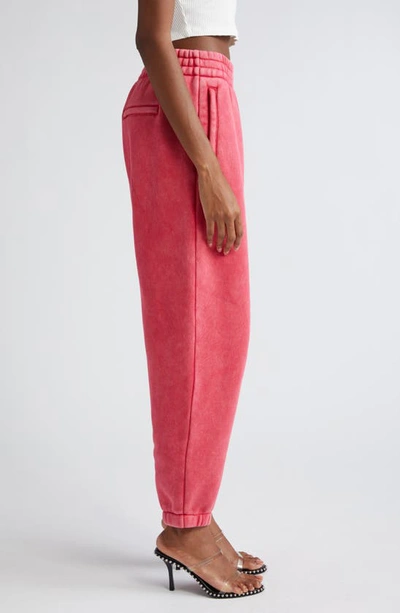 Shop Alexander Wang Puff Logo Structured Terry Sweatpants In Soft Cherry