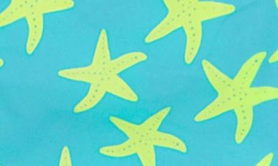 Shop Tom & Teddy Kids' Starfish Print Swim Trunks In Sky/ Yellow