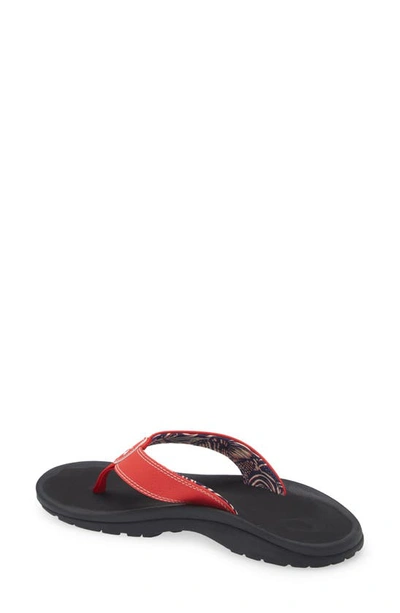 Shop Olukai Ohana Flip Flop In Red Lava / Black