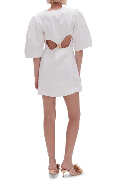 Shop Aje Hunter Cutout Twist Back Linen Blend Minidress In Ivory