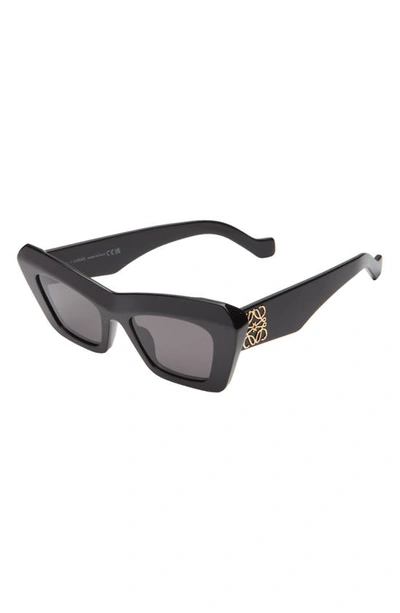 Loewe Anagram 51mm Cat Eye Sunglasses In Shiny Black Smoke