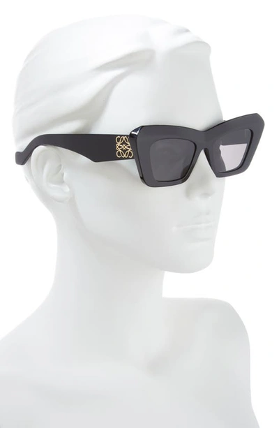 Loewe Anagram 51mm Cat Eye Sunglasses In Shiny Black Smoke