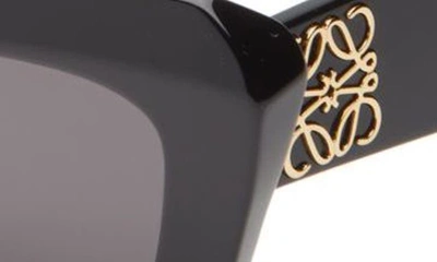Loewe Anagram 51mm Cat Eye Sunglasses In Shiny Black Smoke