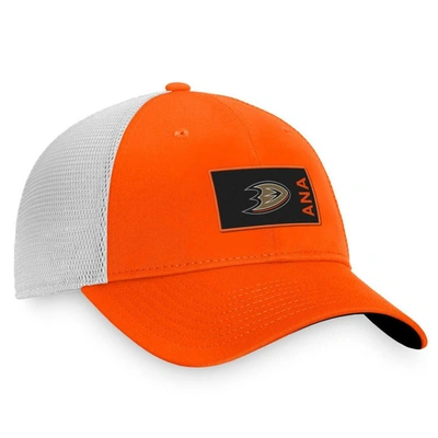 Shop Fanatics Branded Orange/white Anaheim Ducks Authentic Pro Rink Trucker Snapback Hat