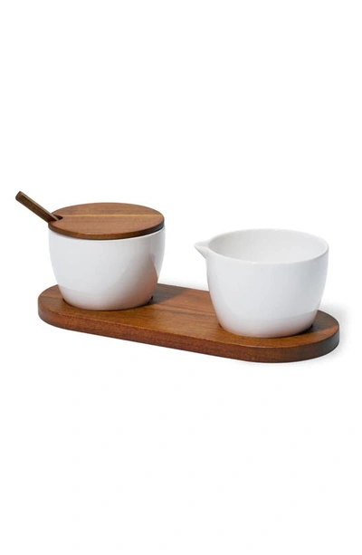 Nambe Duets Sugar And Creamer 4 Piece Set In Brown