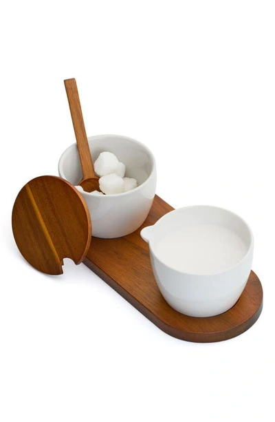 Nambe Duets Sugar And Creamer 4 Piece Set In Brown