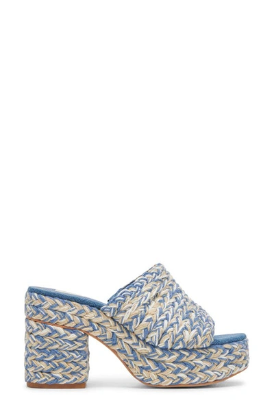 Shop Dolce Vita Lady Platform Slide Sandal In Blue Multi Raffia