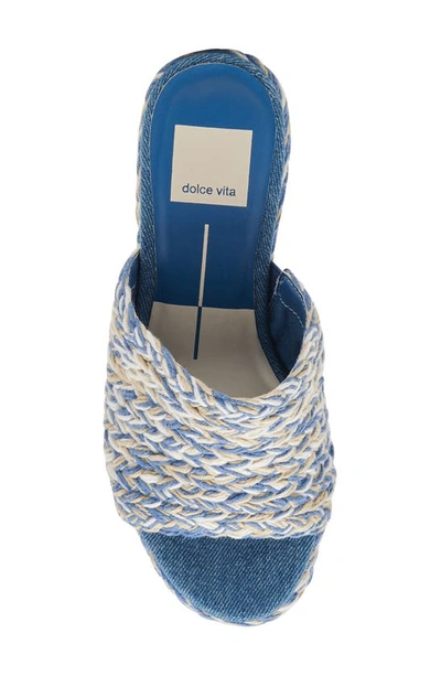 Shop Dolce Vita Lady Platform Slide Sandal In Blue Multi Raffia