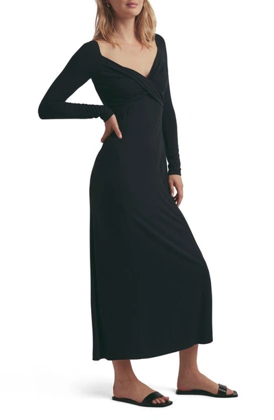 Shop Favorite Daughter The Rosie Long Sleeve Midi Dress In Black
