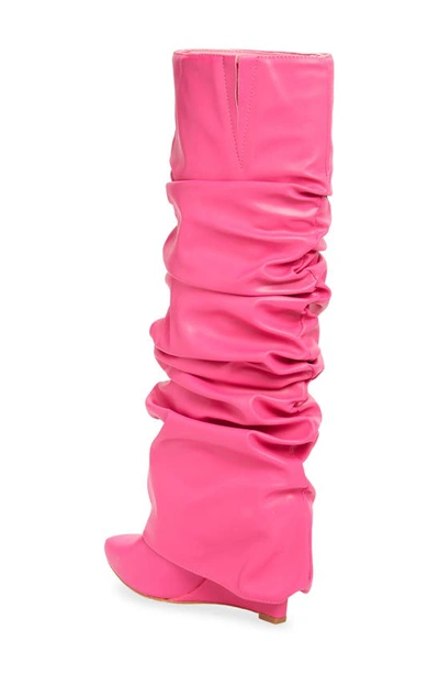 Shop Azalea Wang Zumma Foldover Slouch Pointed Toe Wedge Boot In Pink