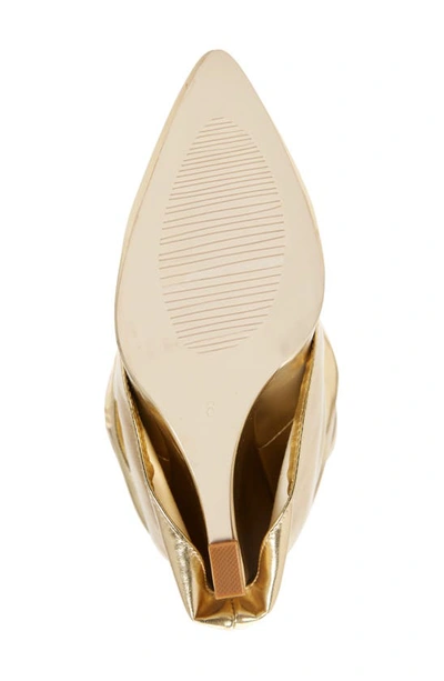 Shop Azalea Wang Zumma Foldover Slouch Pointed Toe Wedge Boot In Gold