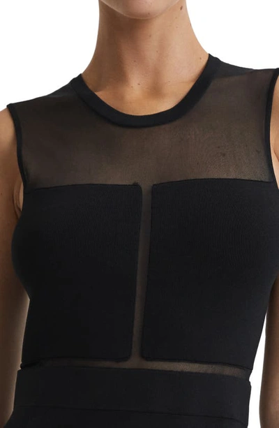 Shop Reiss Lucia Sleeveless Sheer Panel Sheath Dress In Black