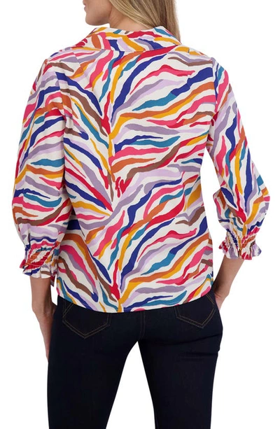 Foxcroft Alexis Zebra Stripe Shirt In White Multi