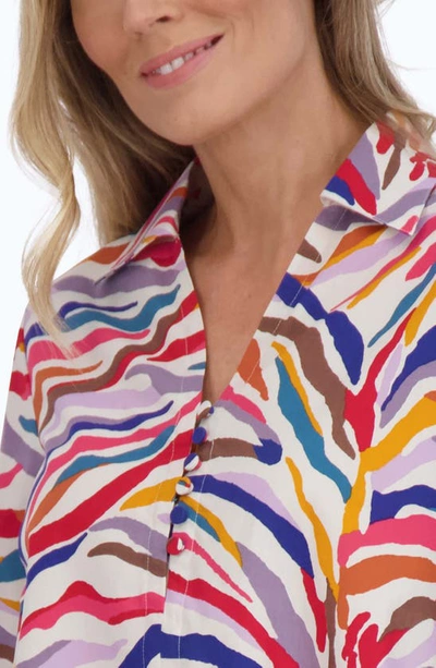 Foxcroft Alexis Zebra Stripe Shirt In White Multi