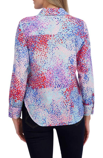 Shop Foxcroft Meghan Multicolor Cotton Button-up Shirt In Blue Multi