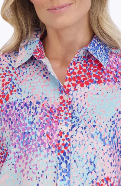 Foxcroft Meghan Multicolor Cotton Button-up Shirt In Blue Multi