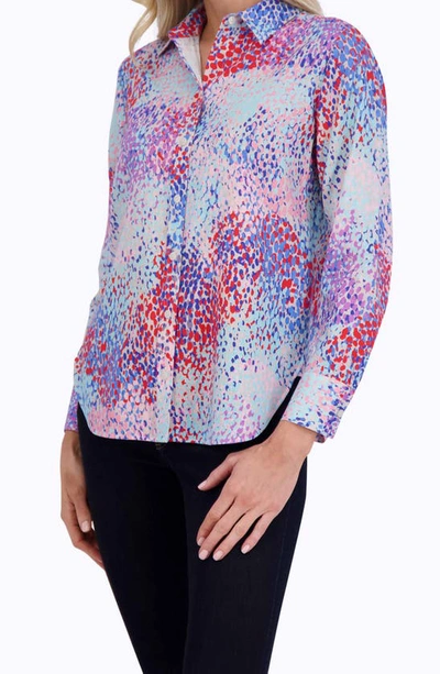 Foxcroft Meghan Multicolor Cotton Button-up Shirt In Blue Multi