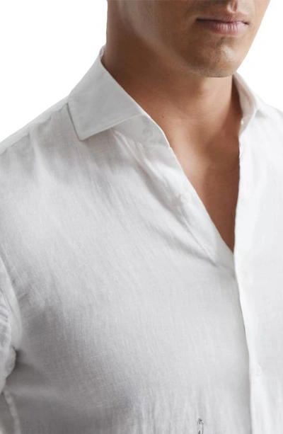 Shop Reiss Ruban Linen Button-up Shirt In White