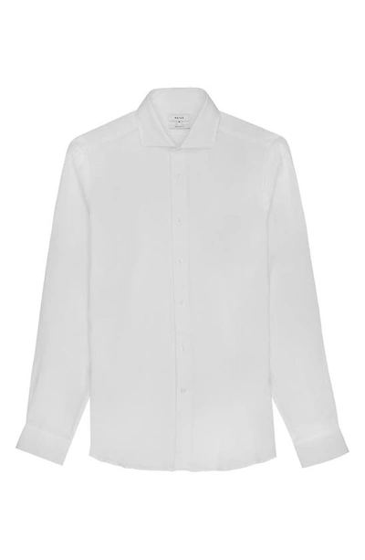 Shop Reiss Ruban Linen Button-up Shirt In White