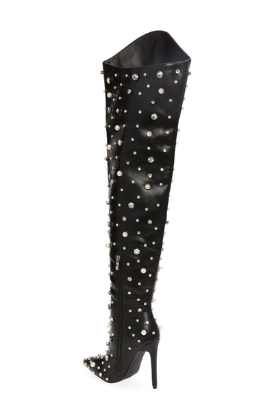 Shop Azalea Wang Starling Pointed Toe Over The Knee Boot In Black